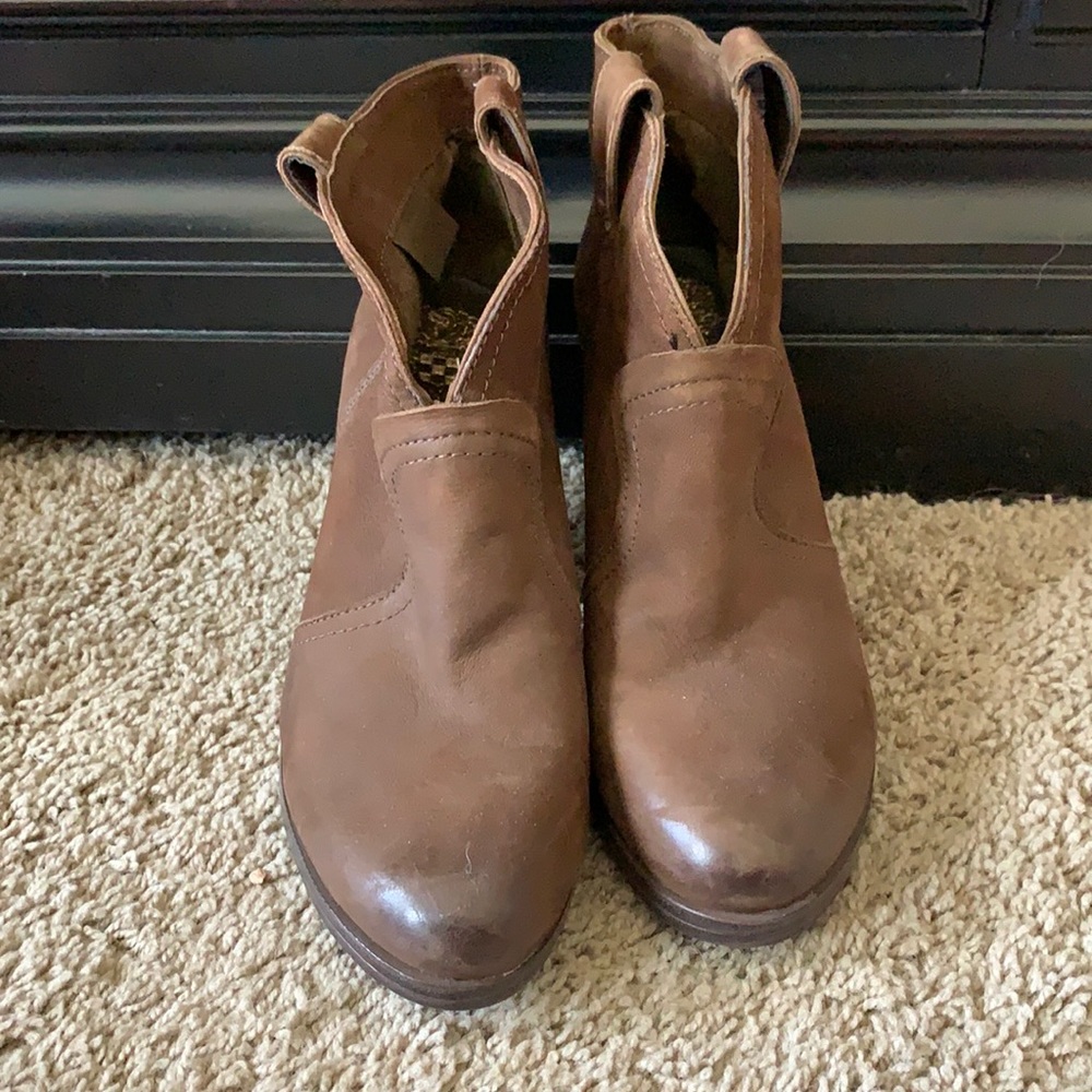 Vince Camuto Brown Distressed Leather Booties